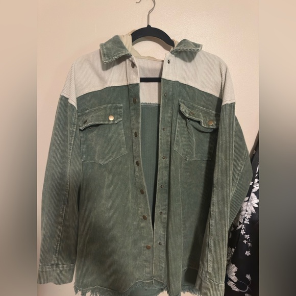 Jackets & Blazers - Green Corduroy Button-Up jacket
